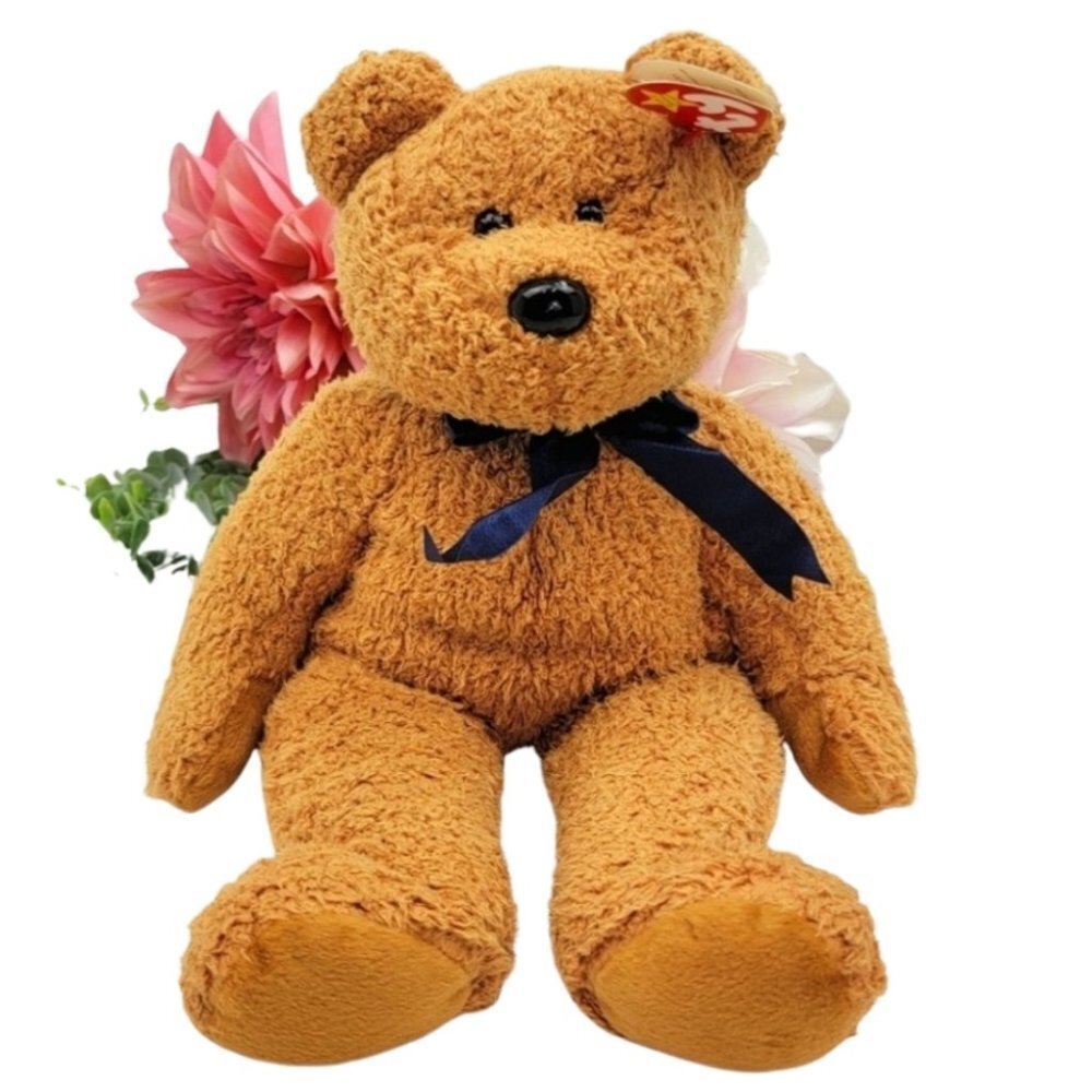 Ty Beanie Buddy Plush Fuzz Brown Bear Stuffed Animal Soft Fuzzy